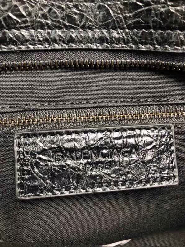 BALENCIAG巴黎世家 歐洲水貨 Balenciaga city小黑釘 限量原廠爆裂紋羊皮黑白塗鴉 手提包  BL1118